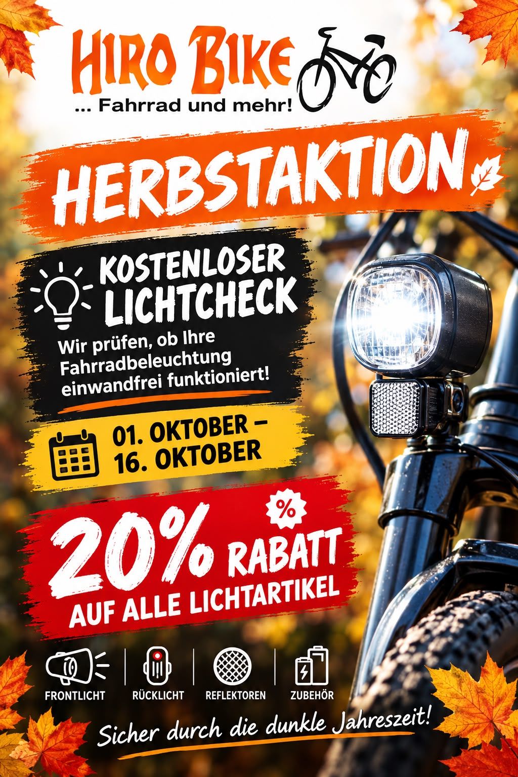 Plakat zur Herbstaktion von HIRO Bike